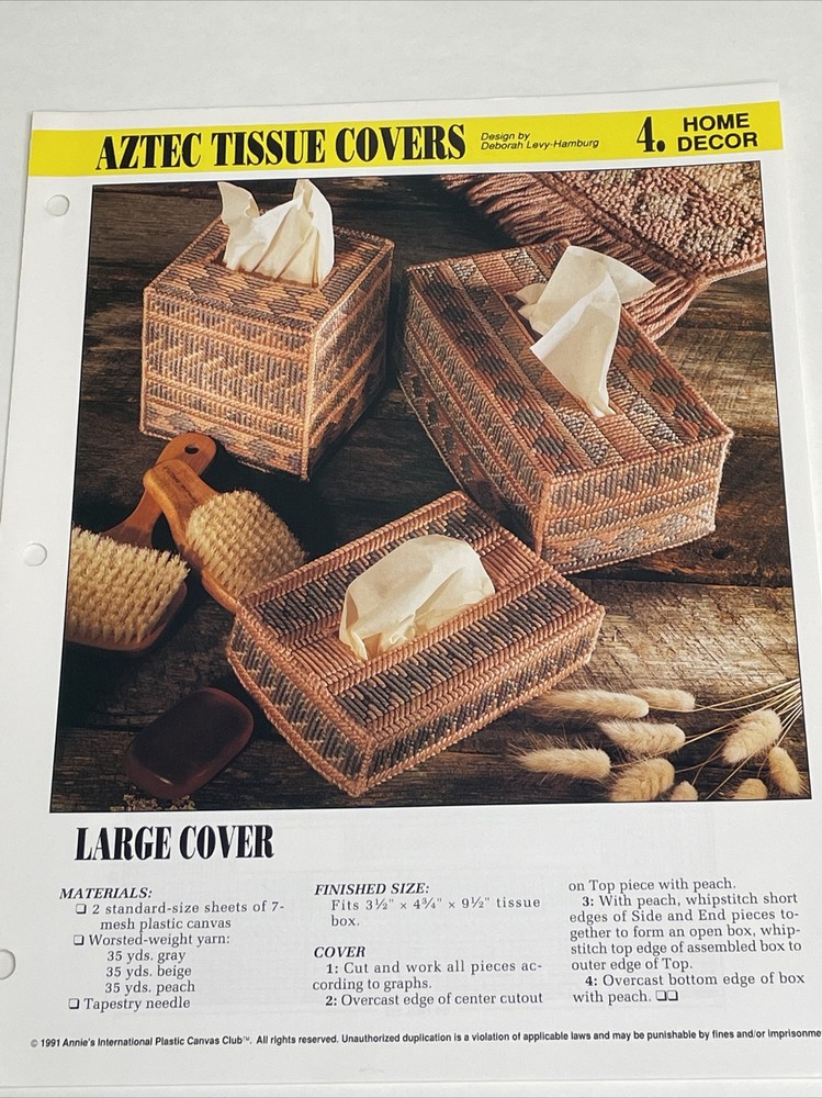 Aztec Tissue Covers 3 Sizes  Annie's Plastic Canvas Pattern