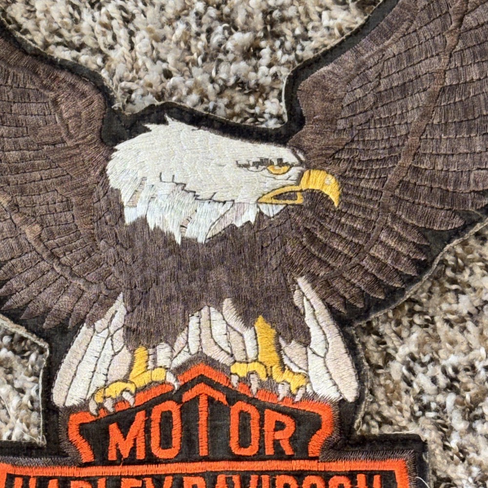 Large Vintage Harley Davidson Eagle Patch 8" x 10" As Is Used
