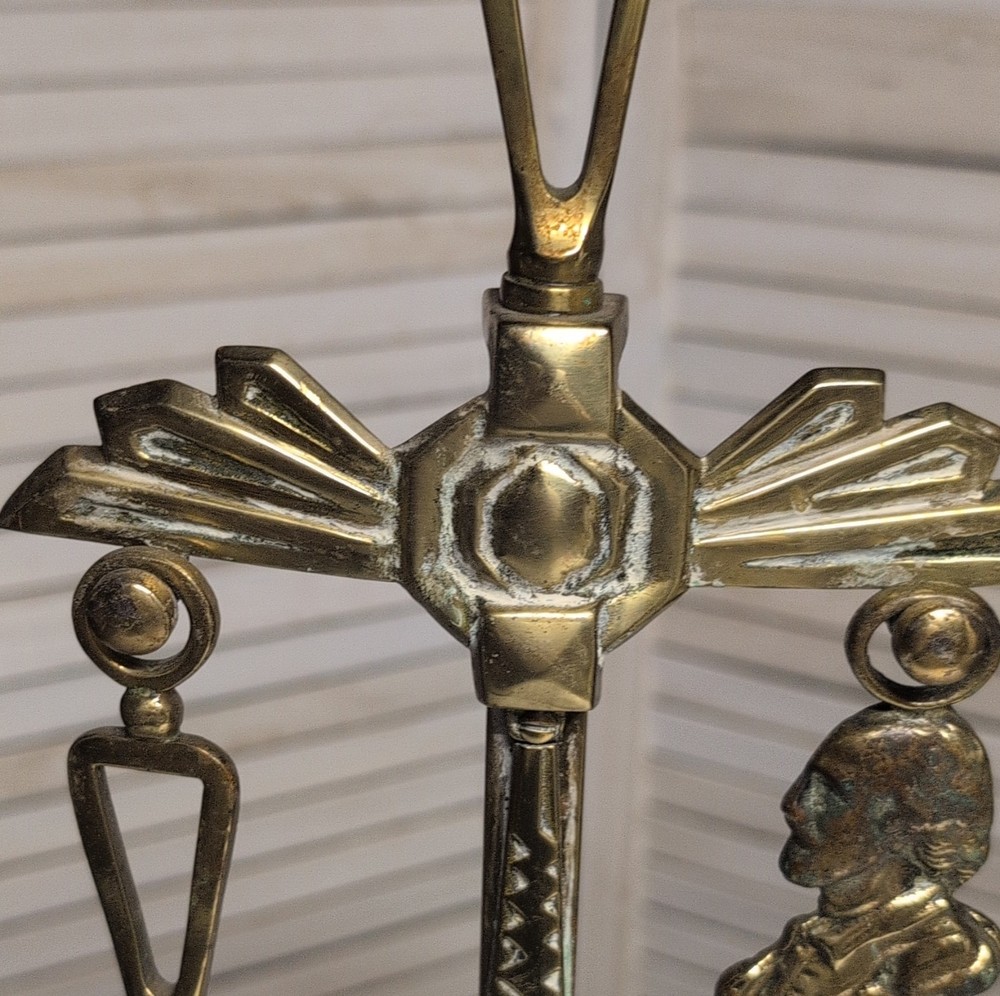 Neoclassical-style brass fireplace tools 1940-70's