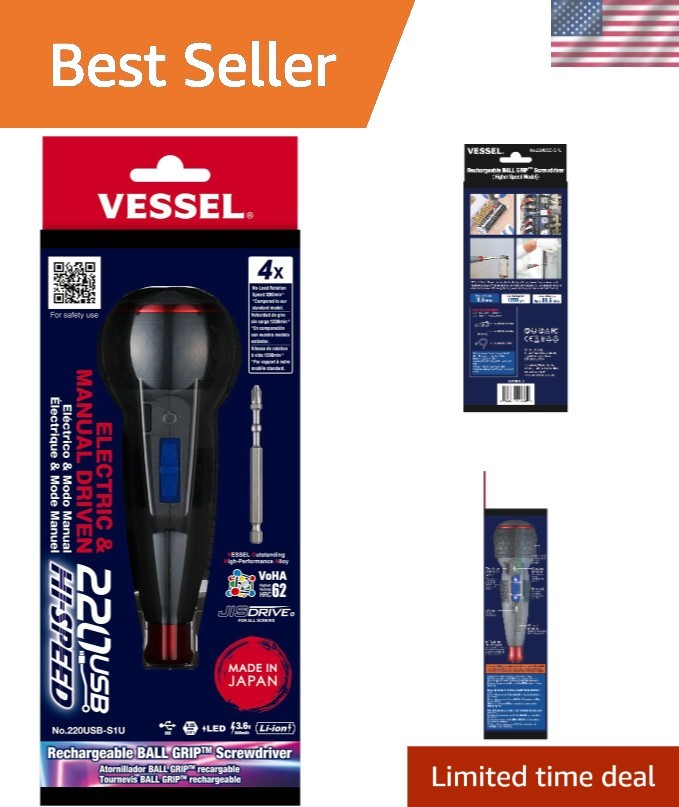 Rechargeable Cordless Screwdriver with Ergonomic Design & Interchangeable Bits