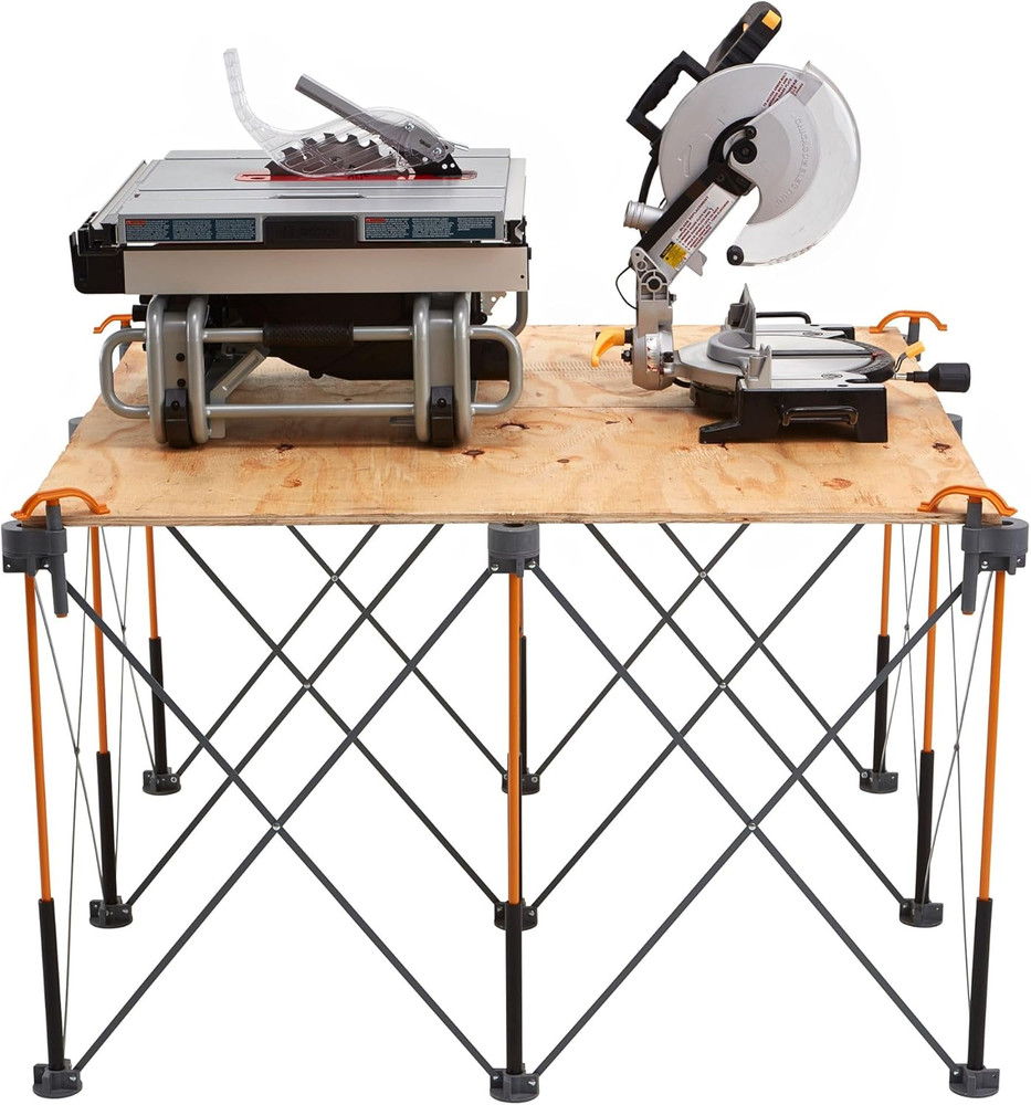 Centipede 30In Folding Work Table Set - No Assembly 9-Strut Collapsible Table 35