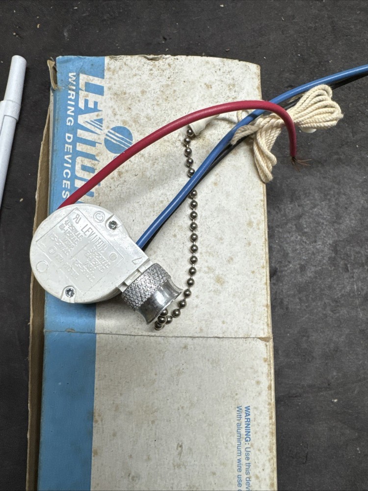Leviton 1691-50 Pull Chain Switch Three Speed Four Position White