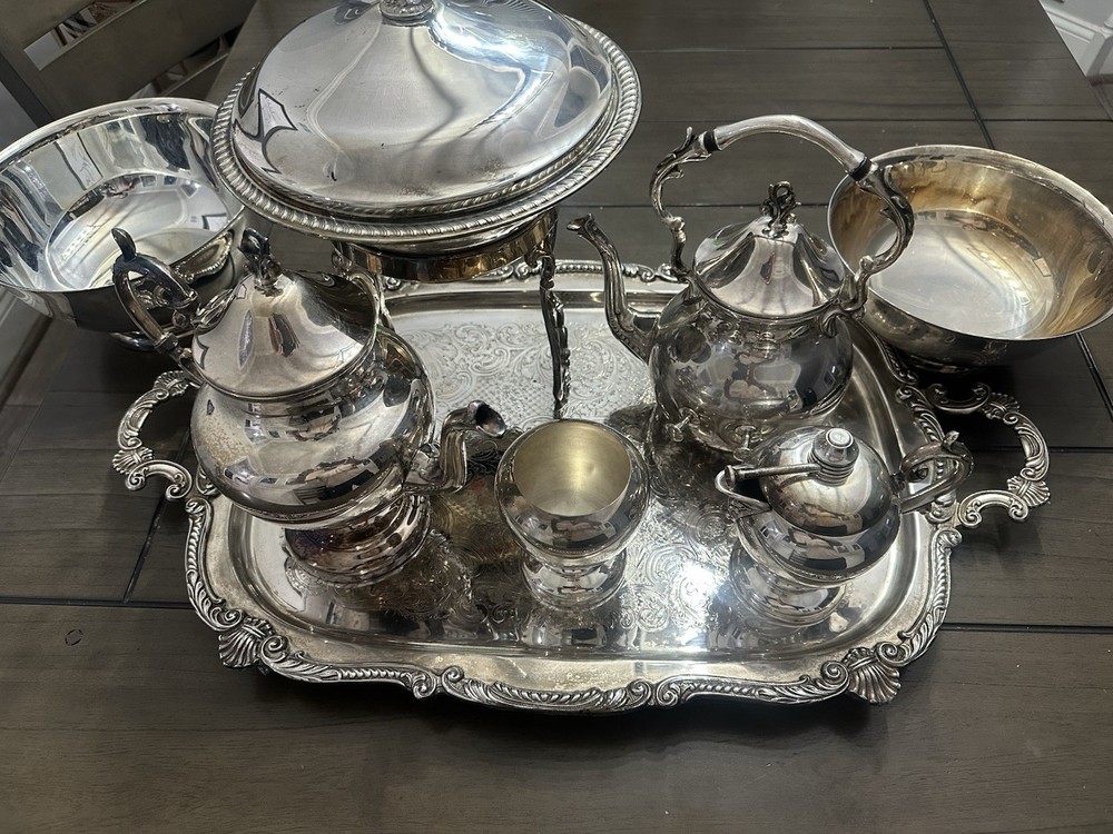 Antique Silver Played Pot Set