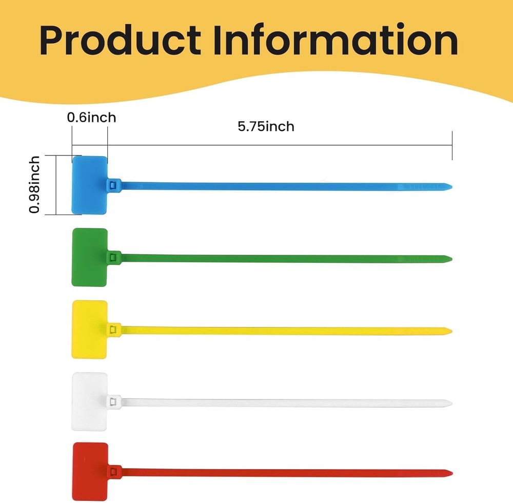 Cable Marker Tie Tags, 104Pcs Self-Locking Zip Tags Write on Label, Nylon Wire