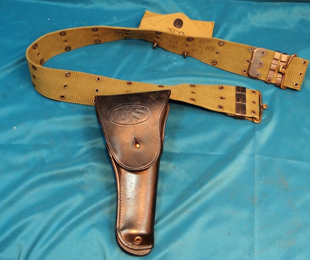 WW II Boyt Marked and Dated .45 Auto Holster and Web  Belt w/Ammo Pouch