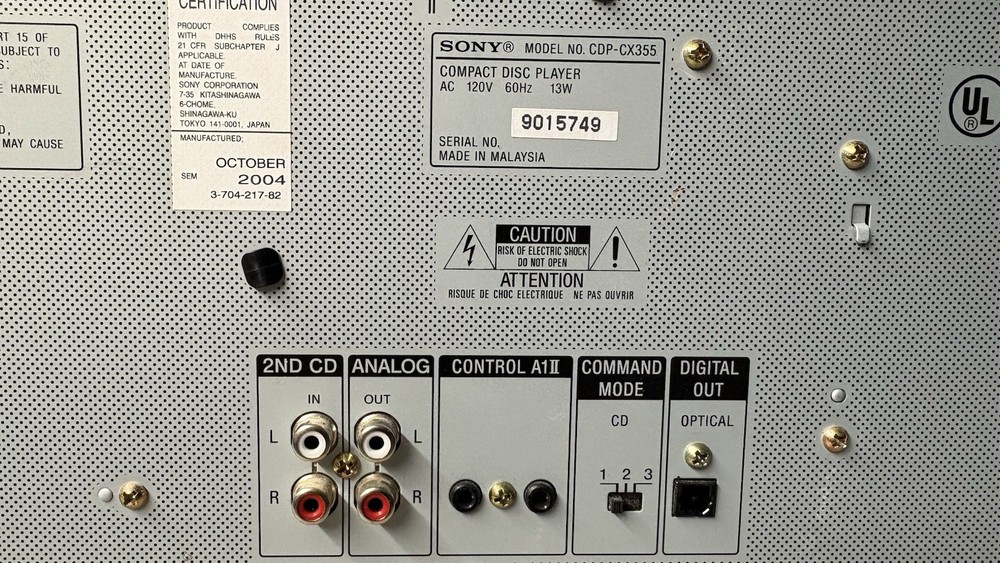 Sony CDP-CX355 Mega Storage 300CD Changer, Optical Cable* Mega Jukebox.*