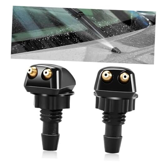 2 PCS Front Windshield Washer Nozzles, Double-Hole Windscreen Washer Sprayer