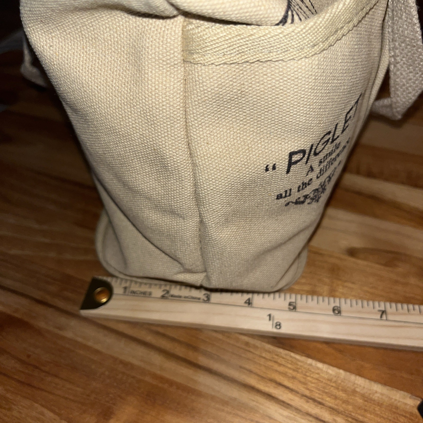 Winnie The Pooh Piglet Tigger Canvas Tote Bag Purse with Zipper & Pockets