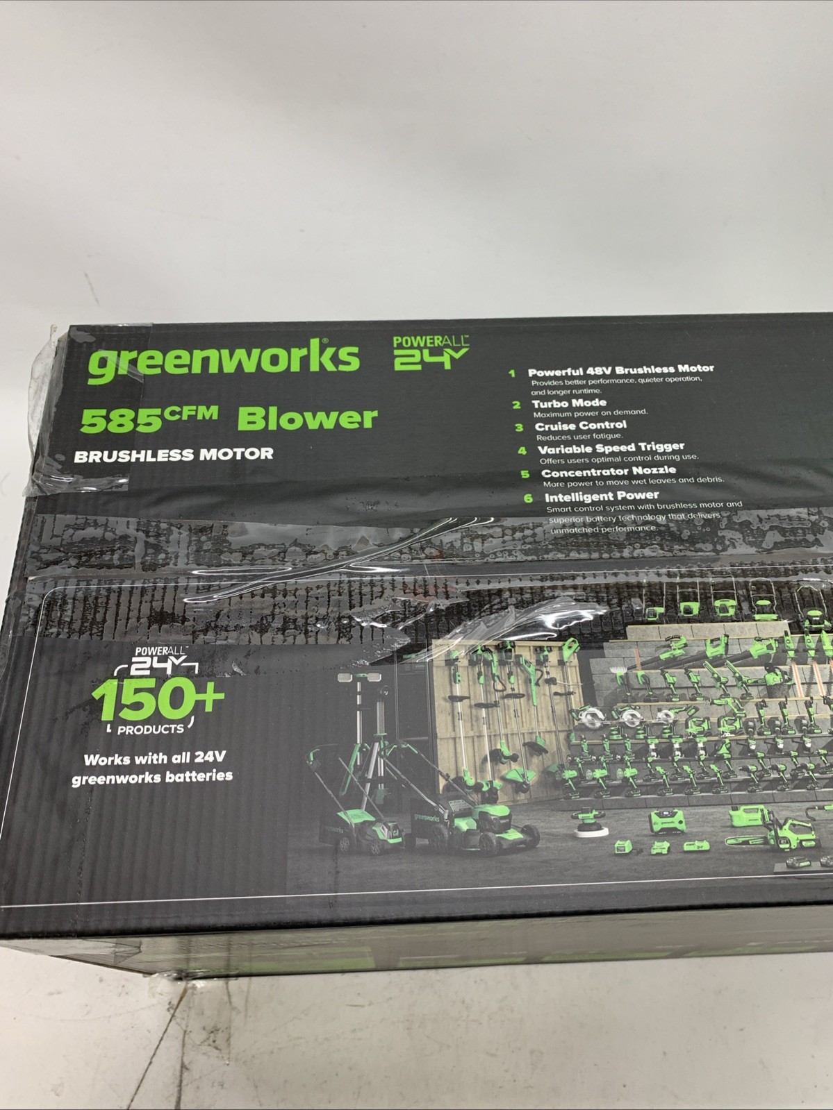 Greenworks 585 CFM Cordless Battery Leaf Blower Brushless Motor Lightweight
