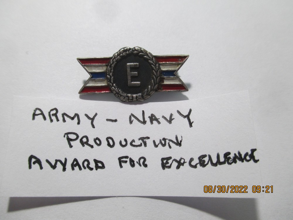 Sterling Army Navy Production "E" Award Pin World War II
