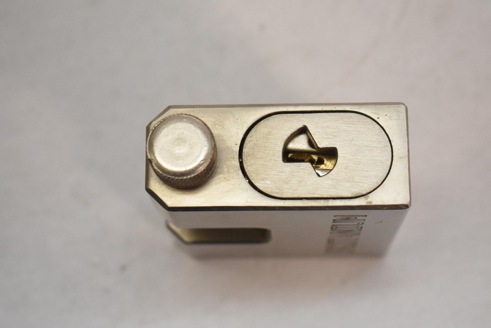 Britanium Shutter Padlock Silver Brass Keyed Heavy Duty Rectangular No Key