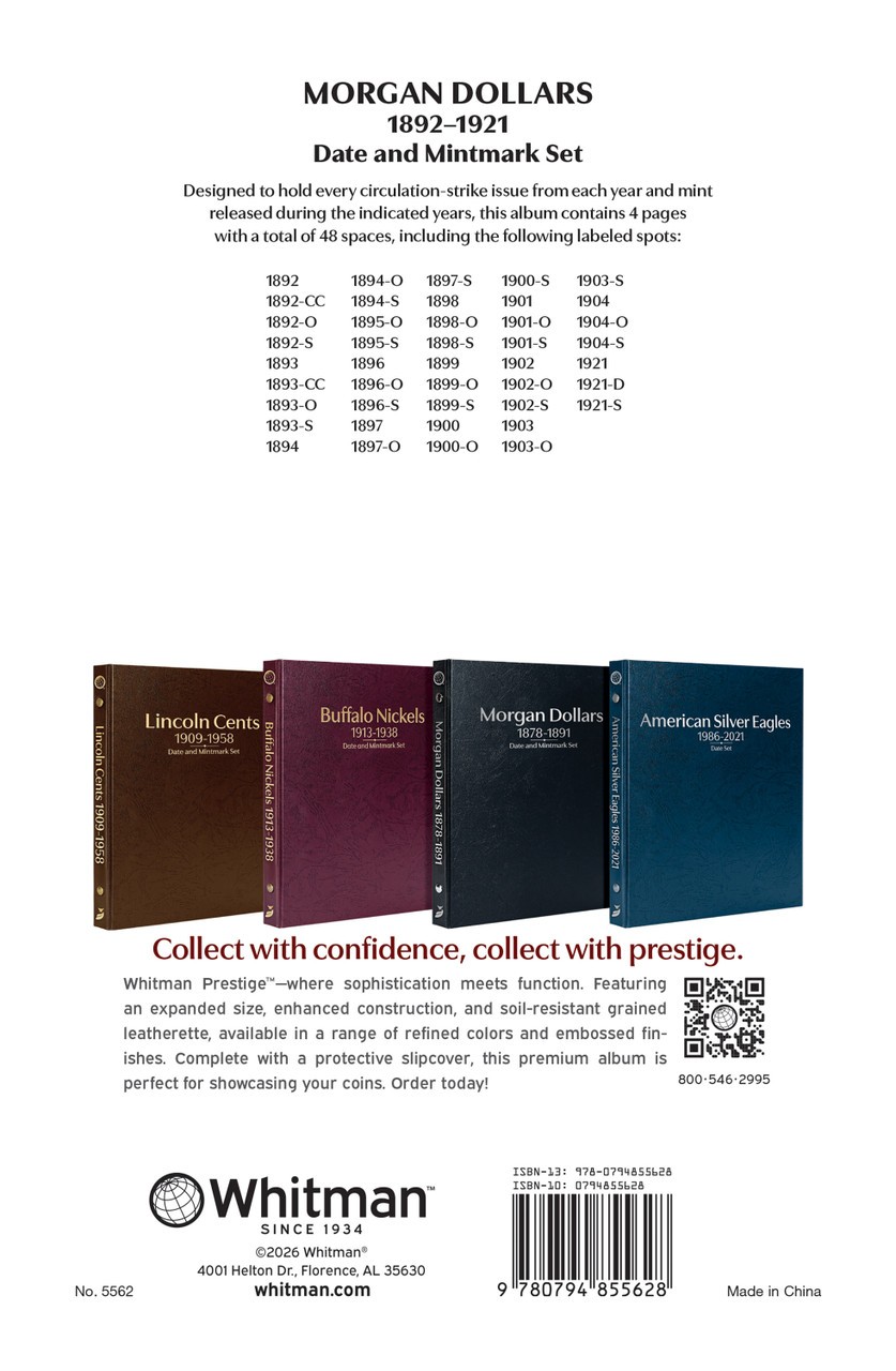 Whitman Prestige™ Coin Album - Morgan Dollars: 1892-1921 Date & Mintmark Set