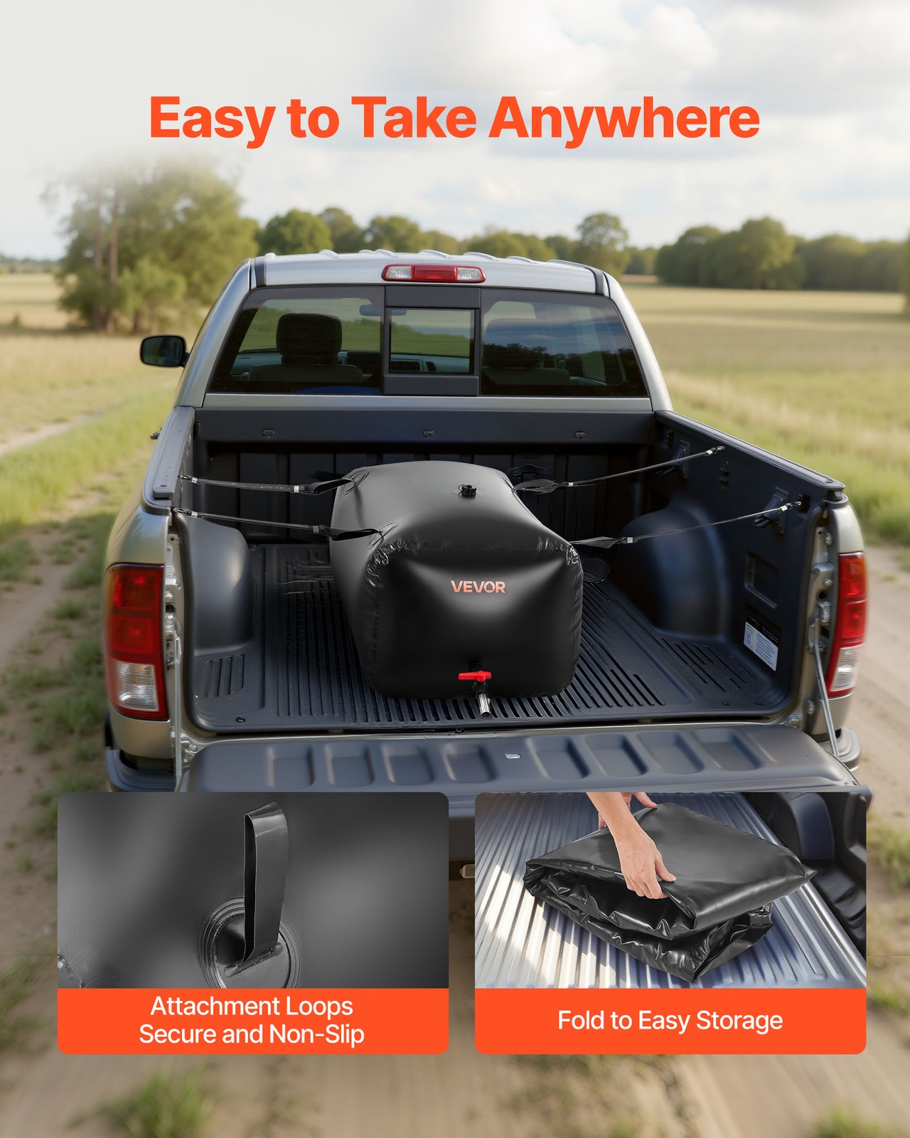 VEVOR 63.4 Gal Collapsible Water Storage Bladder 1000D PVC Water Storage Bag