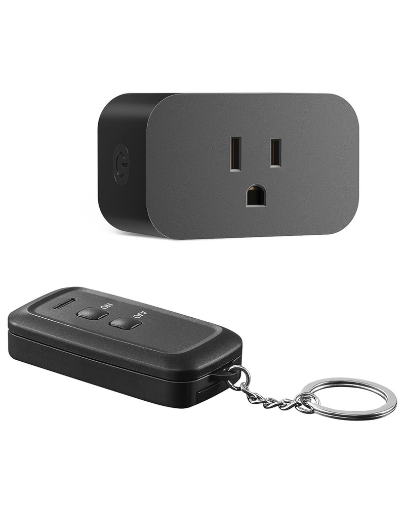 15A Indoor Remote Control Outlet with Wireless Switch and 100ft RF Range