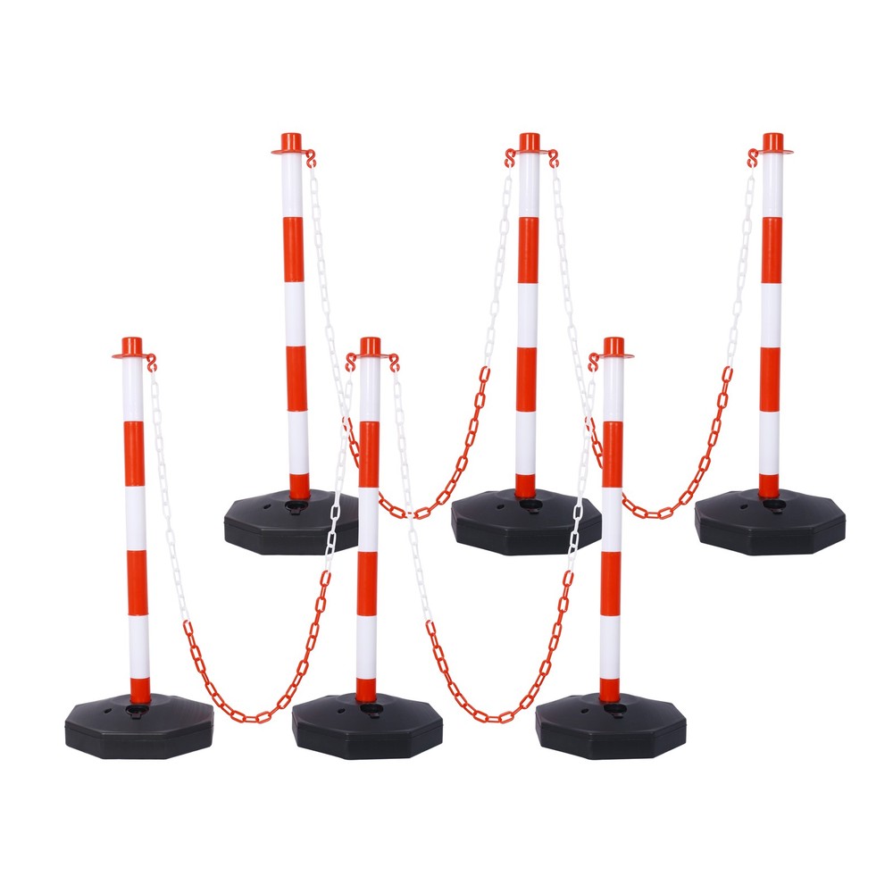 6 Pack Traffic Delineator Post Cones with Weighted Base & Reflective Collars