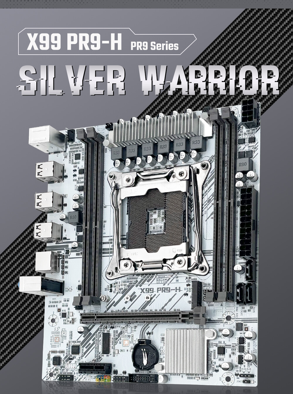 X99 White Motherboard LGA 2011-3 Socket DDR4 RAM SATA/NVME M.2 USB 2.0 SATA 2.0