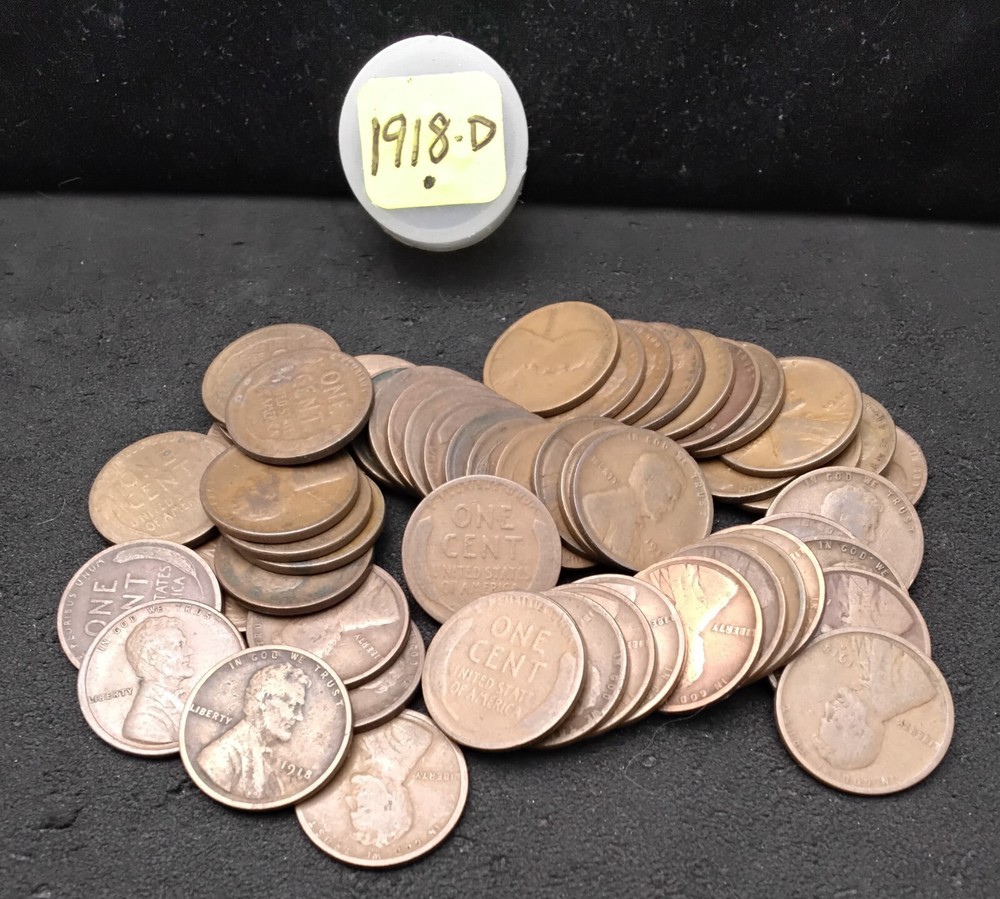1918-D LINCOLN WHEAT CENT ROLL - GOOD+ -K2