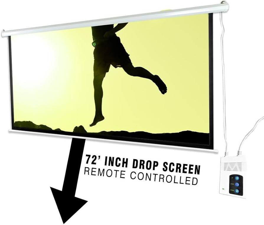 Pyle 72" Motorized Projector Screen, Electronic Automatic Display - NEW in Box