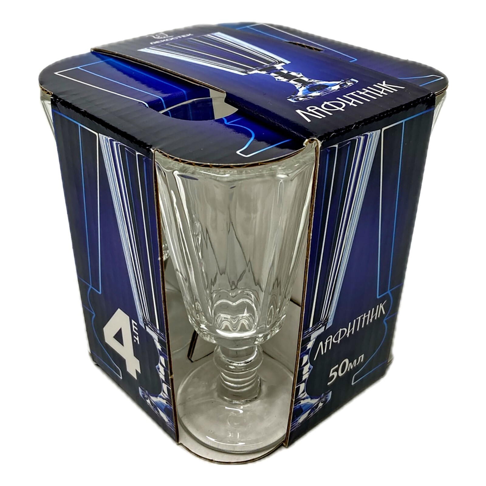 4 pc Faceted Shot Glass Set Lafitnik Russian Ryumka 50 ml Лафитник Рюмка