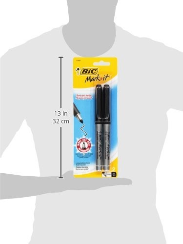 BIC Mark-It Permanent Marker, Fine Point, Black, 2 ct
