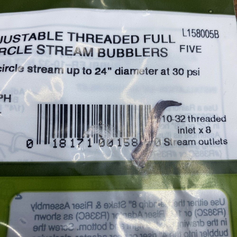 RAINDRIP ADJUSTABLE THREADED FULL CIRCLE STREAM BUBBLERS L158005 Total Of 20