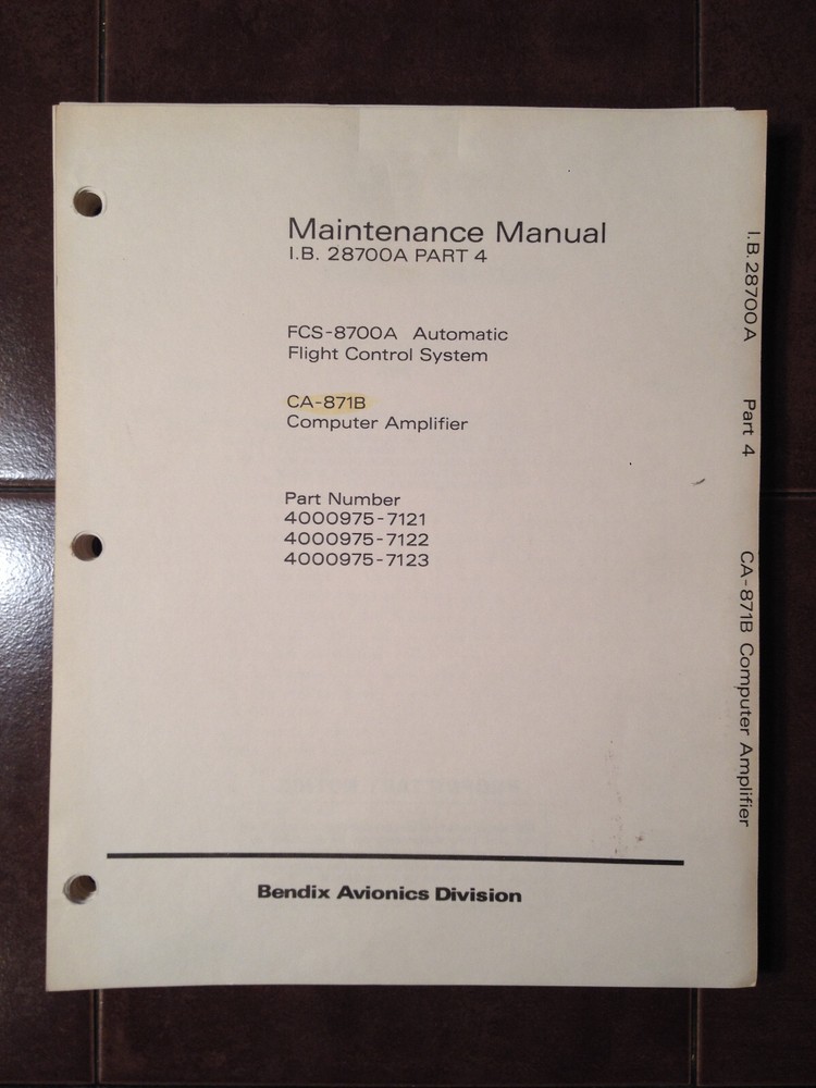 Bendix CA-871B Computer Maintenance Manual