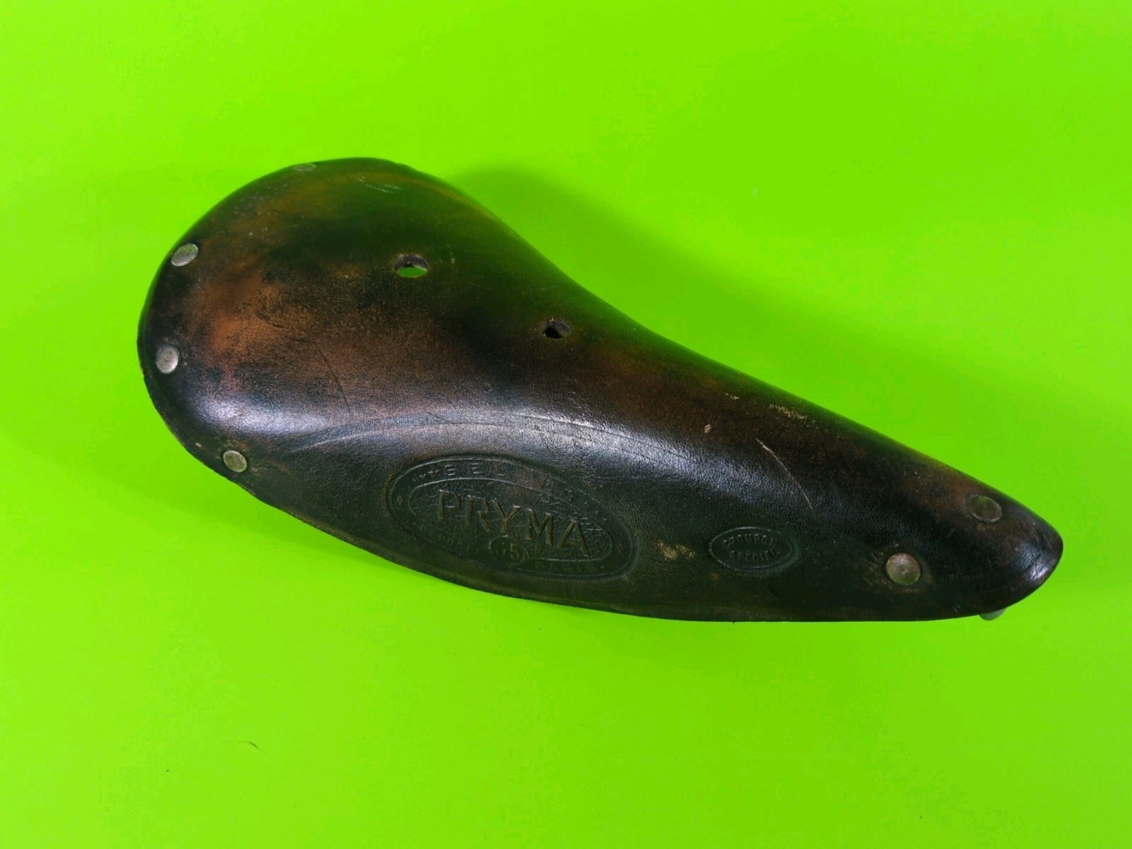 Vintage French Selles Pryma Brown Leather Saddle 65 Eroica Good Condition