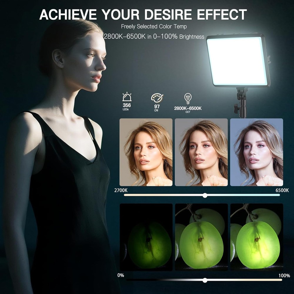 Professional 2-Pack LED Video Light Kit with Adjustable Tripod & USB-C Power