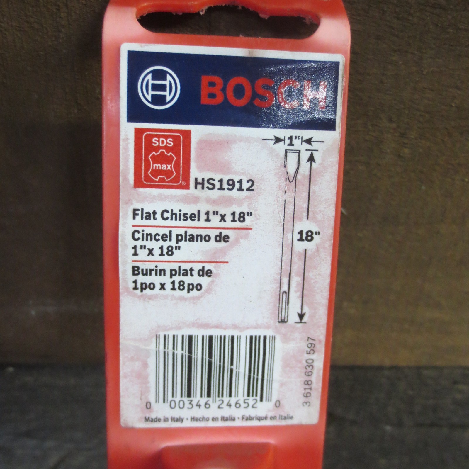 Bosch 1 Inch x 18 Inch Flat Chisel SDS-max Hammer Steel HS1912