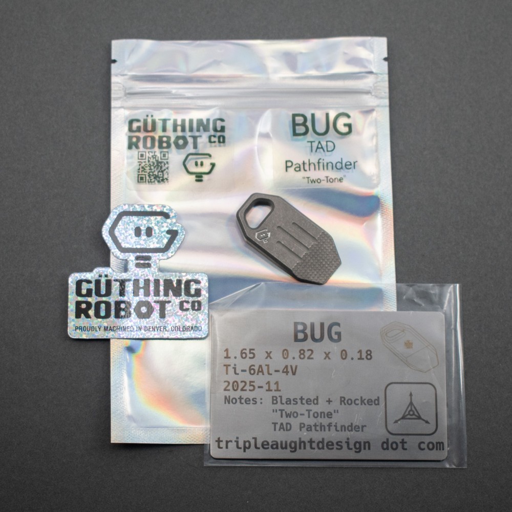 NEW! Guething Bug Pathfinder TAD Edition, "Two-Tone" Titanium EDC Prybar