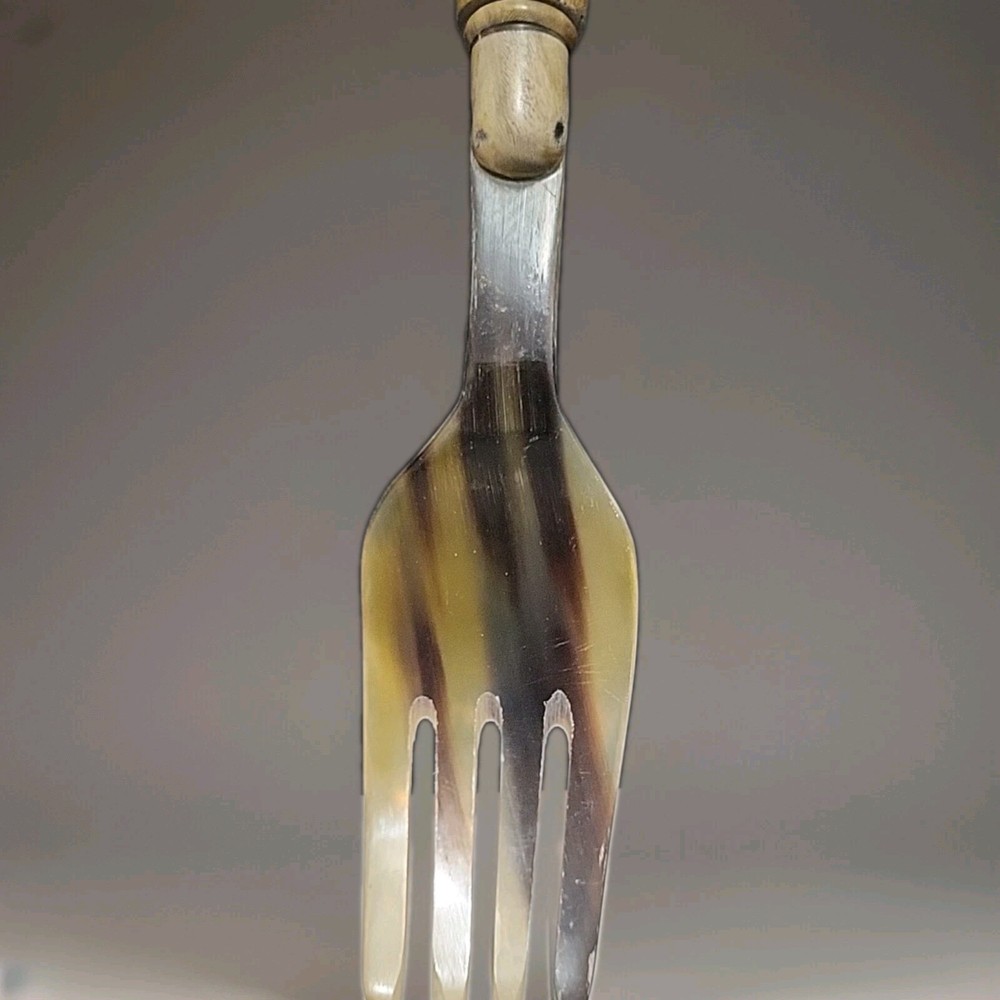 Handmade Horn with Wooden Leopard Handle Server fork