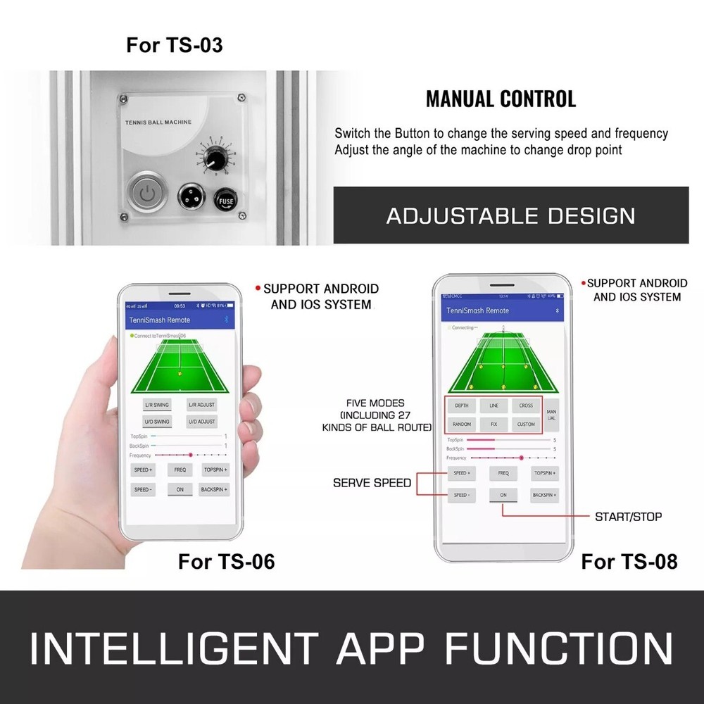 Tennis Automatic Serve Machine Portable Tenni Training Machine APP Control Count