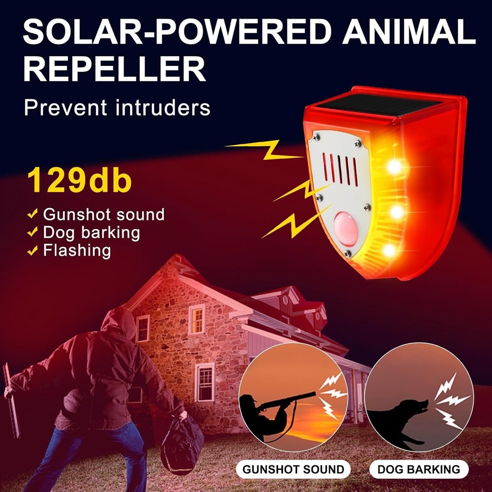 6Pack Solar Alarm LED Light Strobe Wireless Motion Sensor Detector Warning Lamp