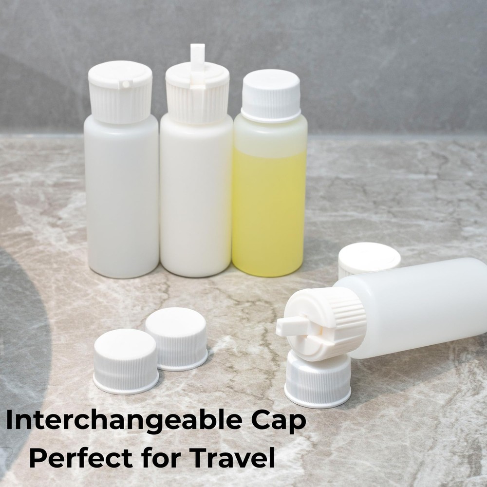 2oz TSA Approved Translucent Squeeze Bottles with Fliptop & Extra Screw Caps