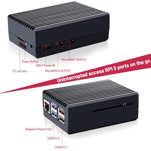 Aluminum Case for Raspberry Pi 5, Passive Cooling Case with Cooling Column