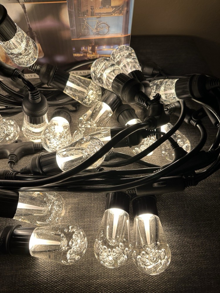 Enbrighten Café 24-Bulb 48 ft. Integrated LED String Lights, Black New