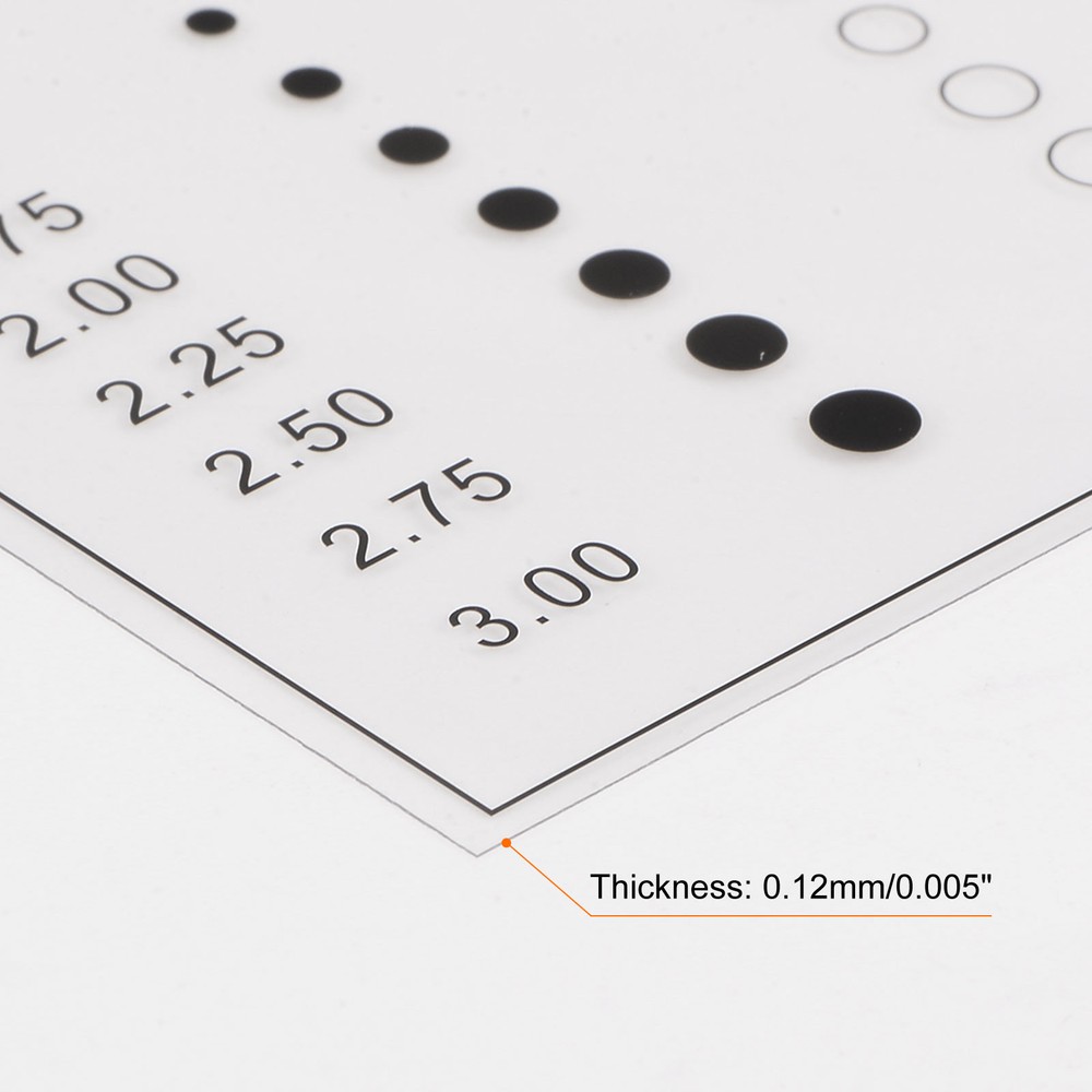 Transparency SEC Size Estimation Chart Diameter Area Line Protractor Gray Scale