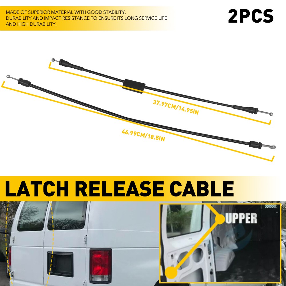 Rear Left Cargo Door Upper&Lower Latch Release Cable for Ford E150 250 350 450