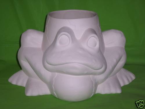 Ceramic Bisque Ready to Paint Large Frog Planter Glazed Inside "CUTE"
