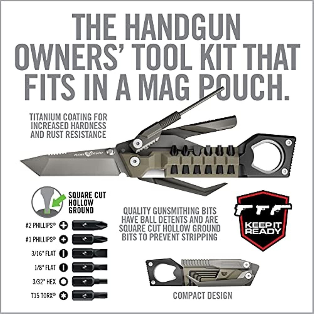 Real Avid The Pistol Tool, Multi-Tool, Stainless Steel, 19 Precision Tools