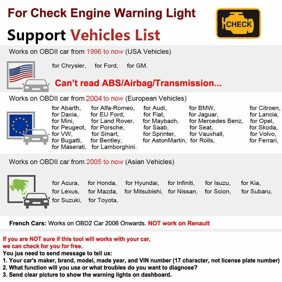 Jeep Wrangler AS200 OBD2 Car Engine Fault Code Reader Diagnostic Scanner Tool US