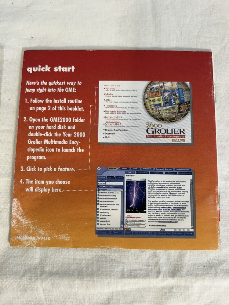 2000 Grolier Multimedia Encyclopedia & manual PC Windows 98/95/NT
