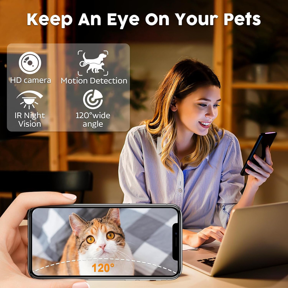 Smart Automatic Dog Feeder with Camera - 33 Cups, App Control, HD Video