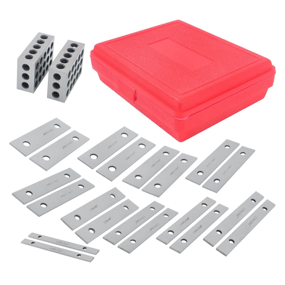 1/8" Thin Parallel Set & 1 Matched Pair 1-2-3 Block Set with 23 Holes Each