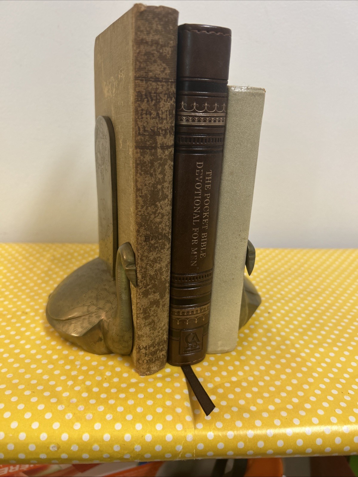 Pair Of Vintage Brass Swan Bookends Chinese Dragon Lotus Flower Carvings Heavy