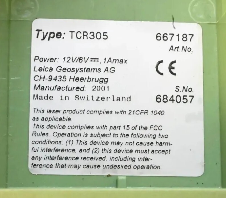 Leica TCR305 GeoSystems Survey Total Station Dual Display AS IS Please Read Desc