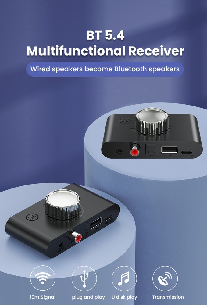 Bluetooth 5.4 Audio Receiver 3D Stereo Optical Coaxial USB For Old Audio Systems