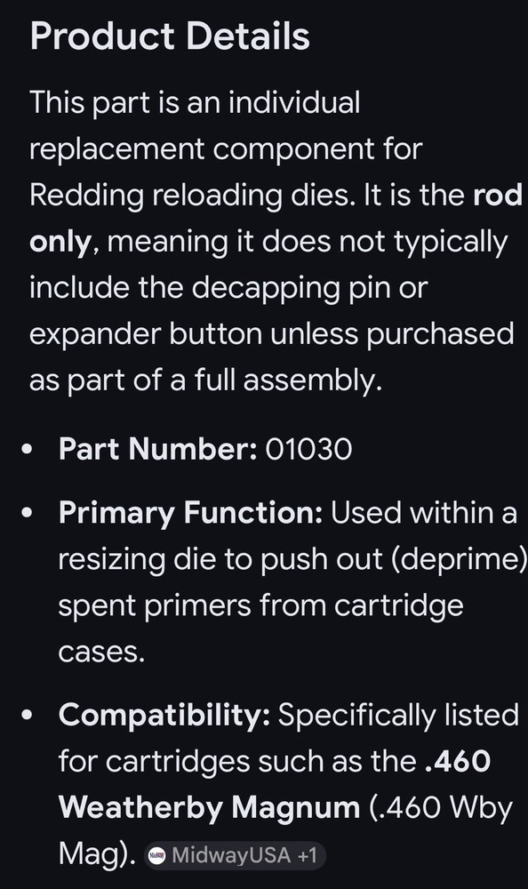 #01030 REDDING REPLACEMENT DECAPPING ROD - LARGE - BRAND NEW