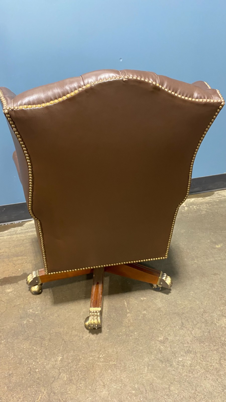 Leather Kittinger Executive Swivel Chair - Hog Hair - Brown - Vintage