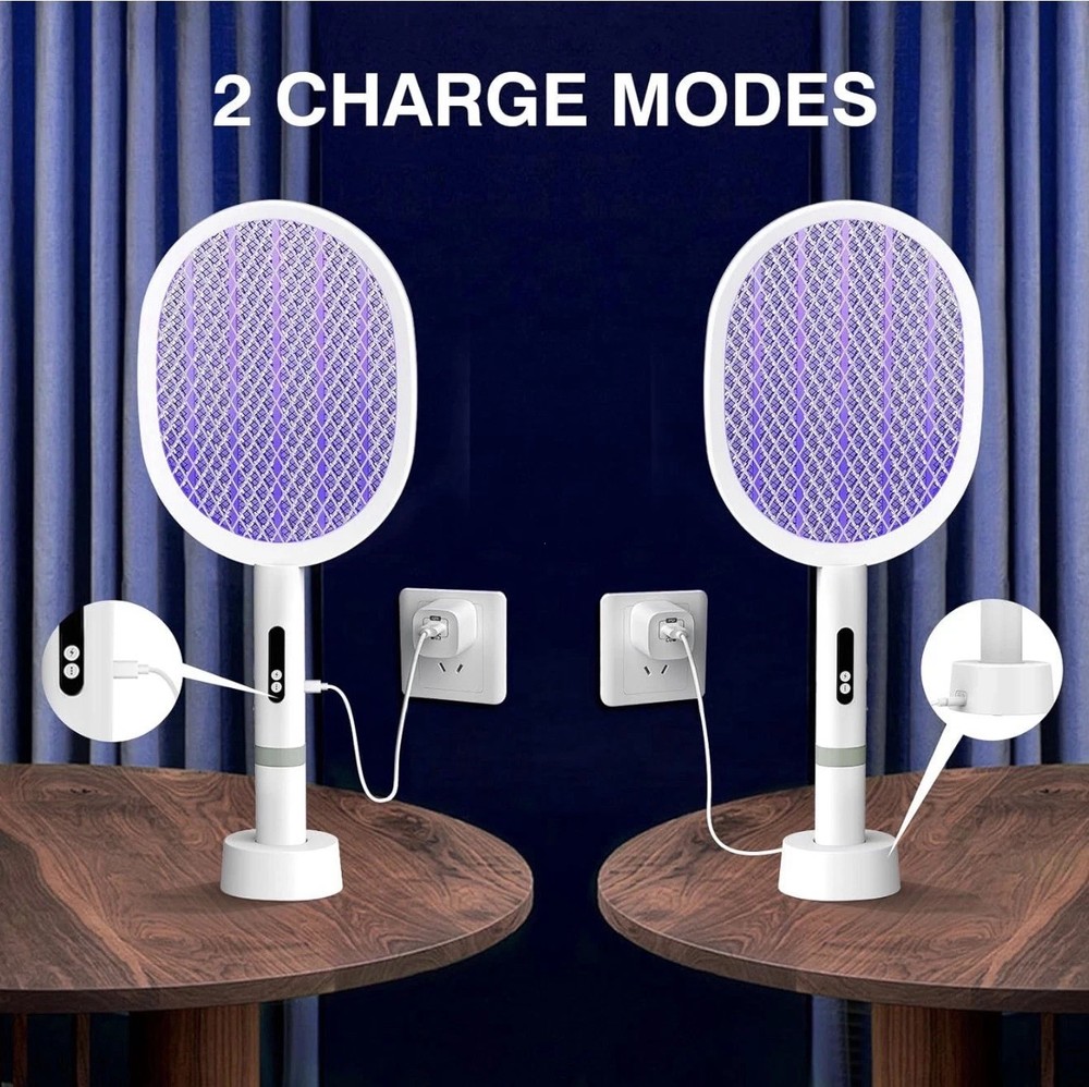 2pcs Electric Fly Swatter Rechargeable Bug Zapper Racket Handheld&Auto Zap Mode
